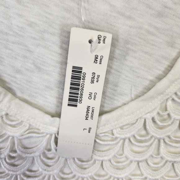 J Crew Ivory Scalloped Lace Tiered Tank Top Women's Size L - Picture 4 of 7